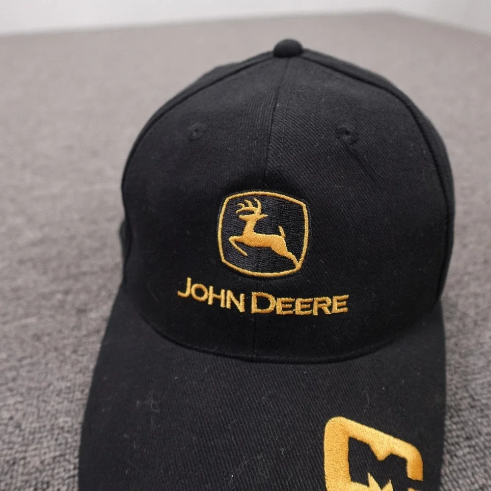 John Deere Hat Cap Strap Back Mens One Size Black Baseball